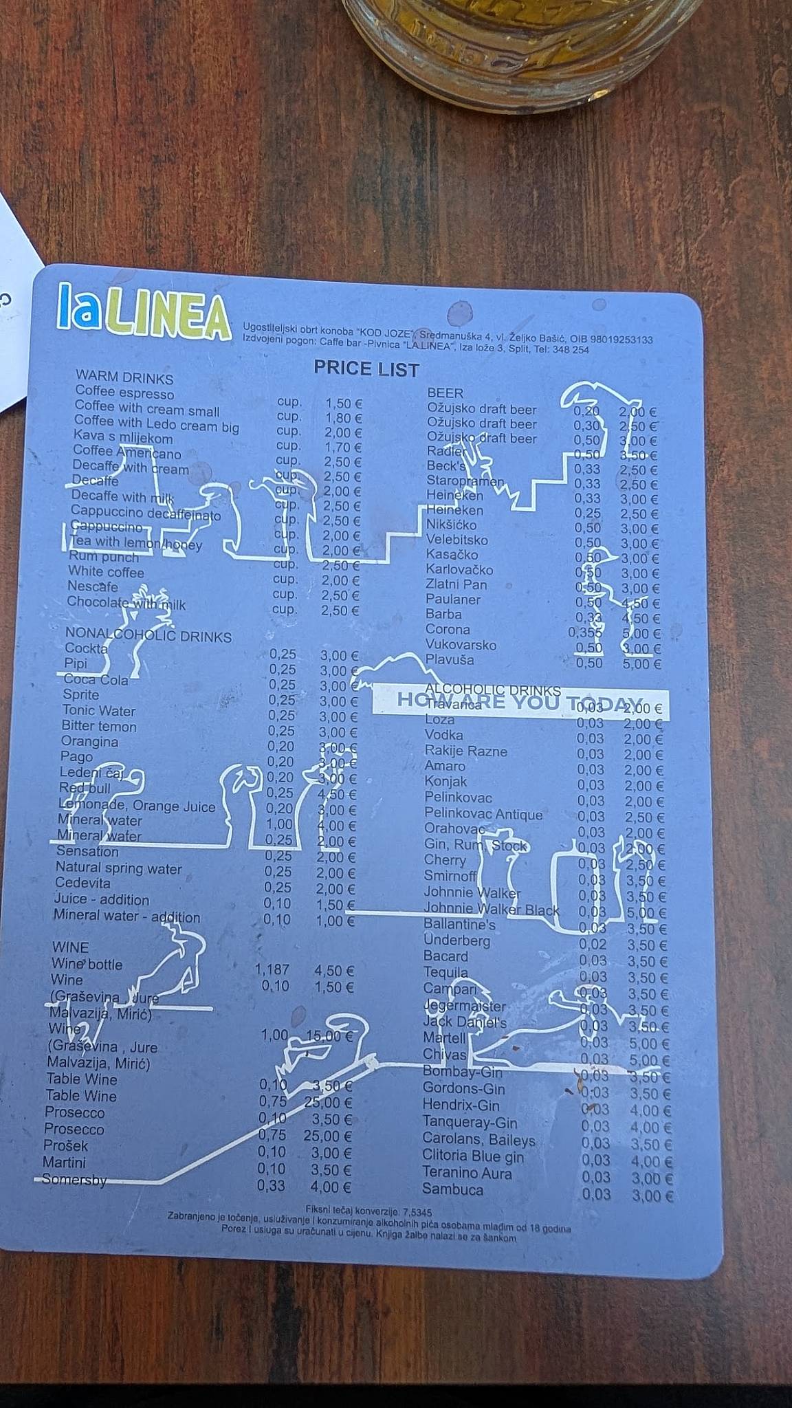Menu di Caffe bar La Linea 