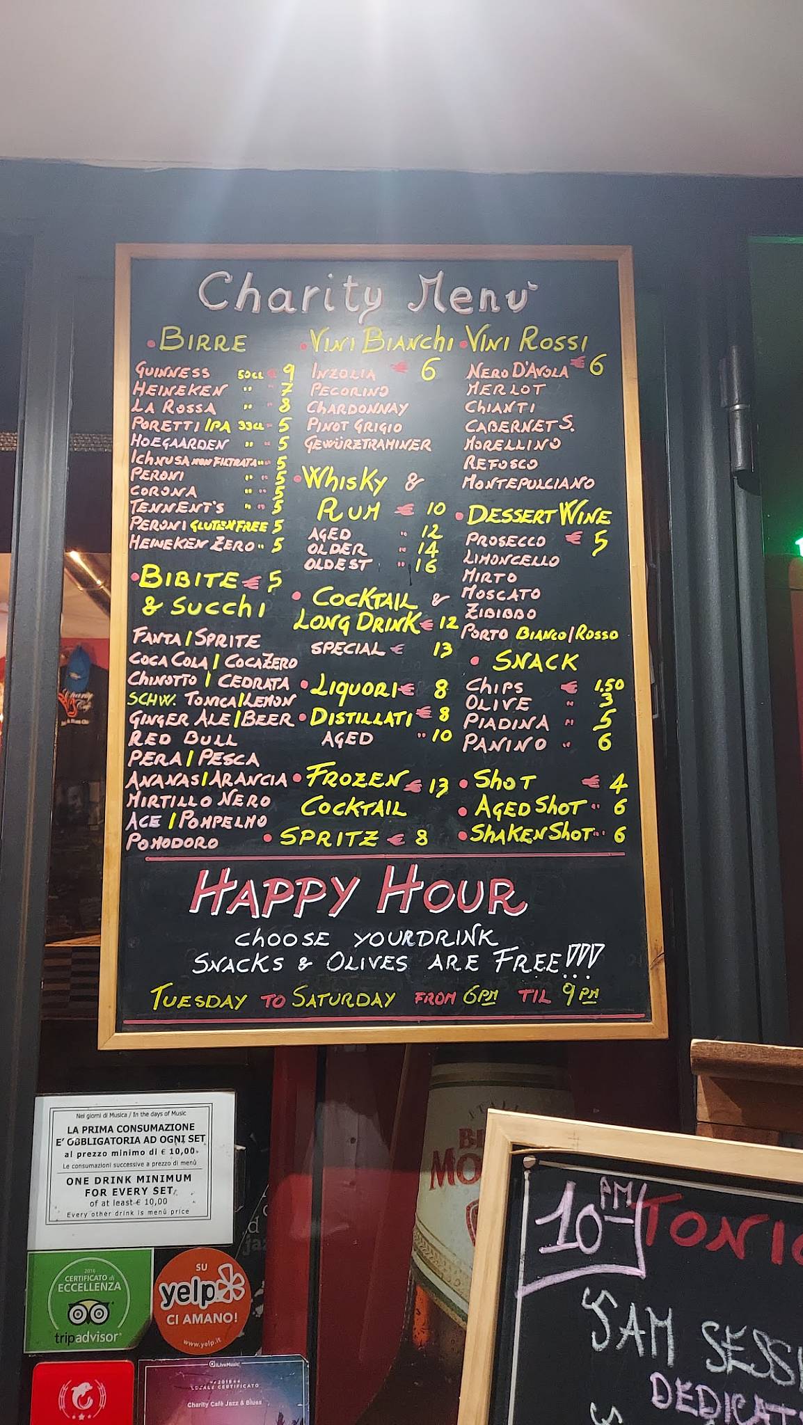 Menu di Charity Café Jazz & Blues Club 