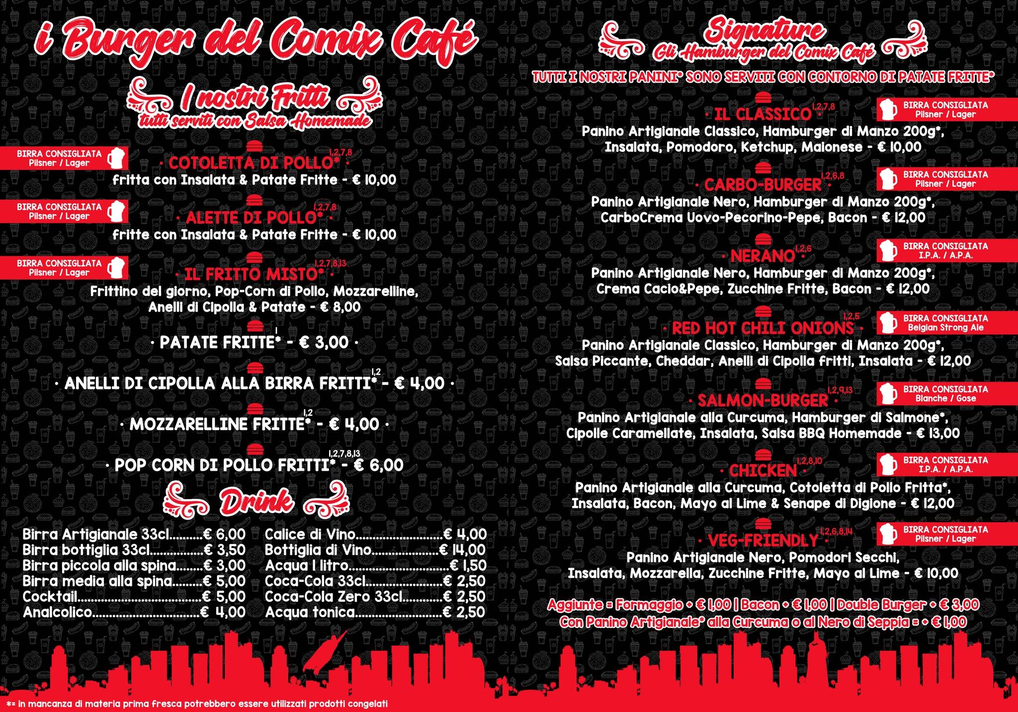 Menu di Comix Café 