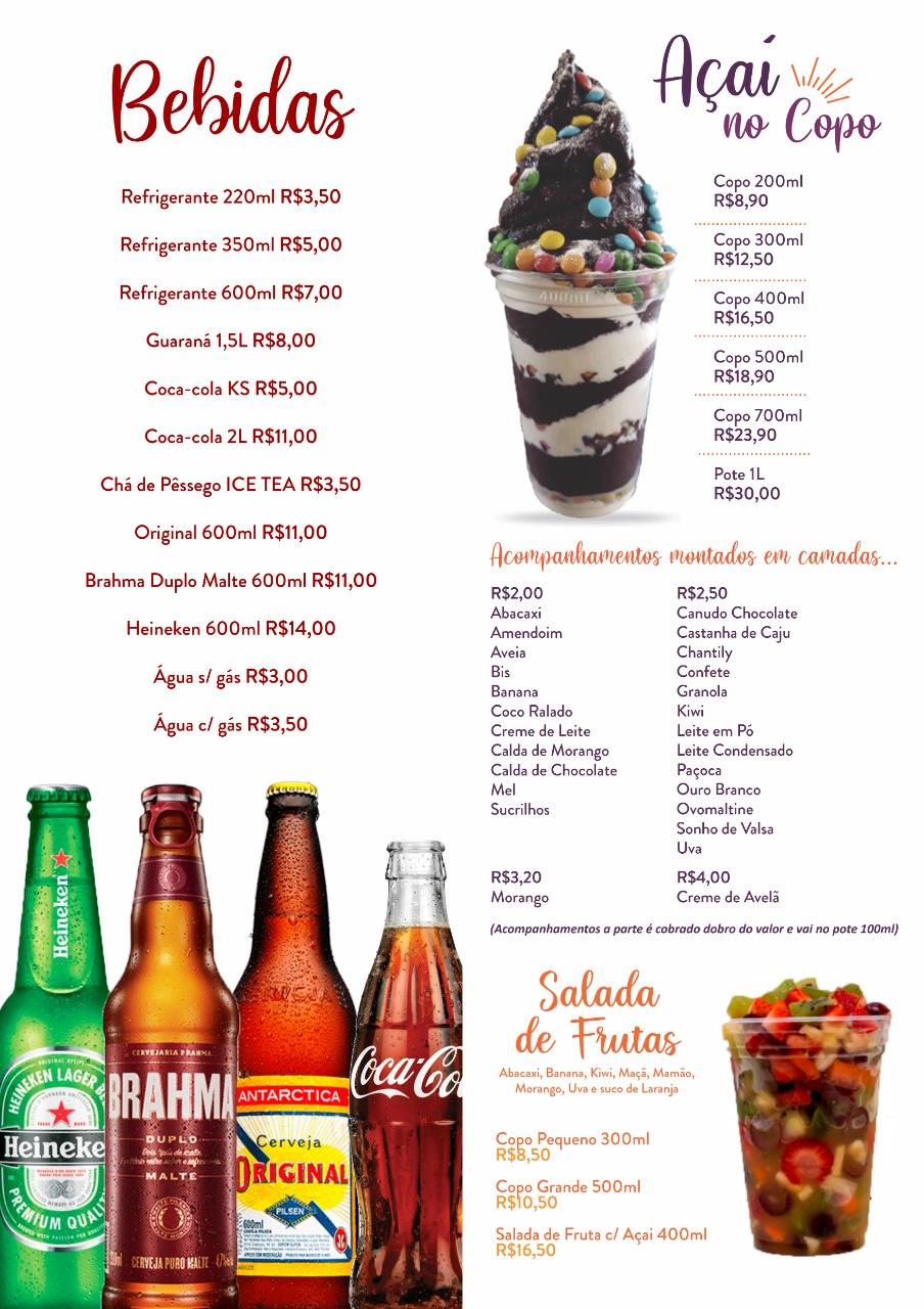 Copo Quero Mais cardápio