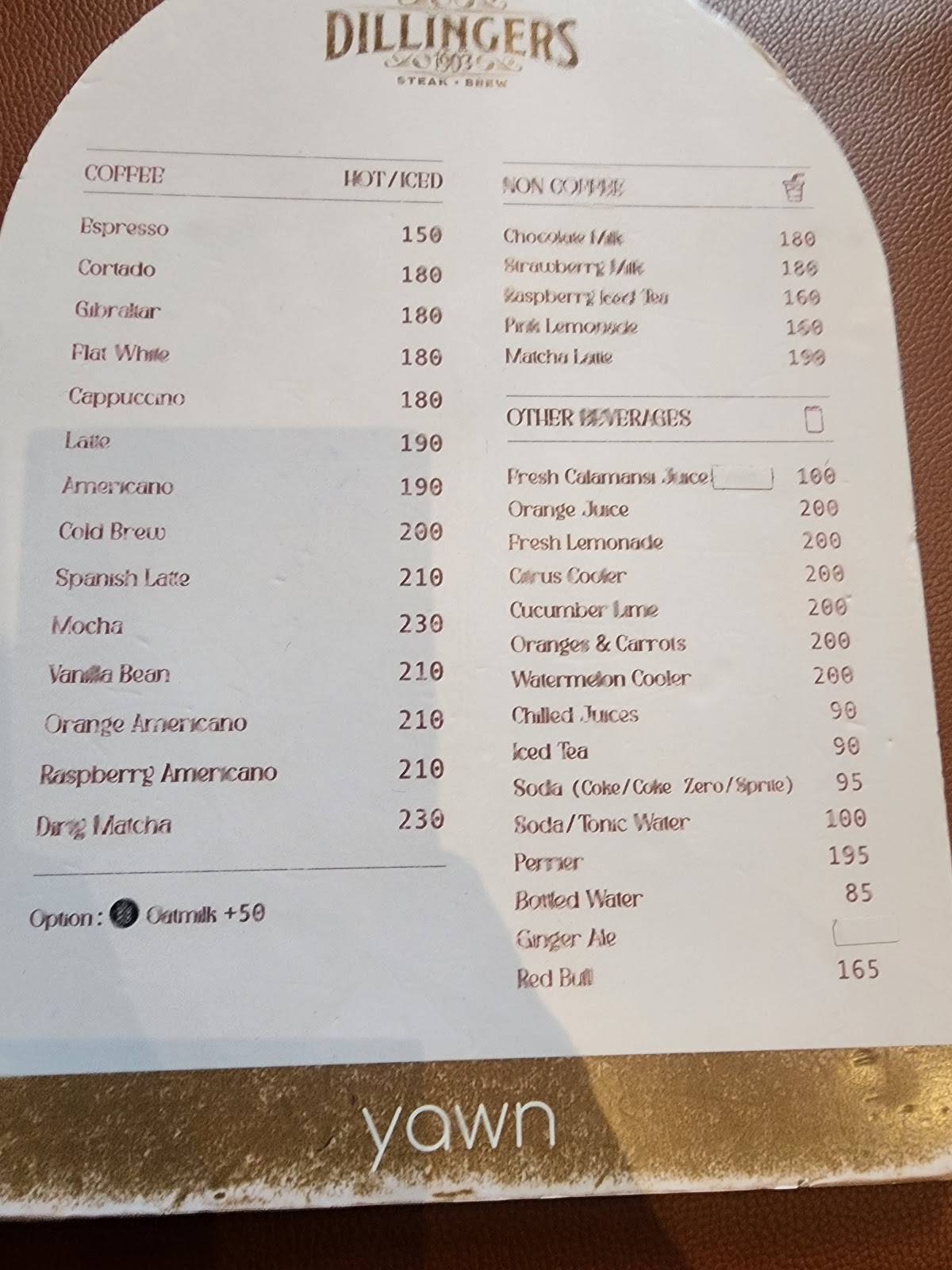 Menu at Dillingers 1903 Steak and Brew pub & bar, Makati