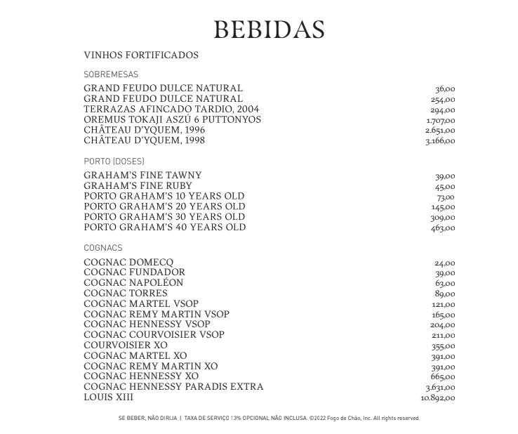 Fogo de Chão Center Norte cardápio