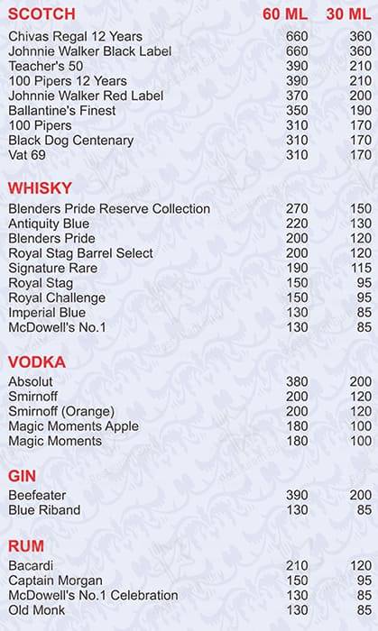 Hotel Sweet Dream menu