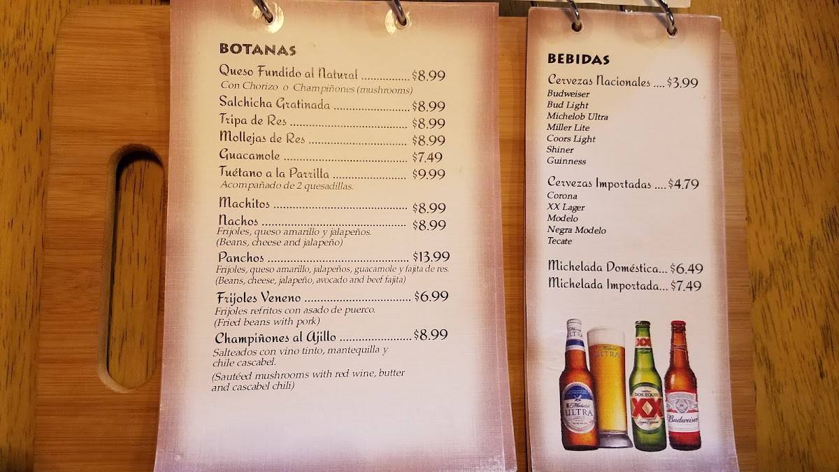Menu at La Troje Bar and Grill, Brownsville