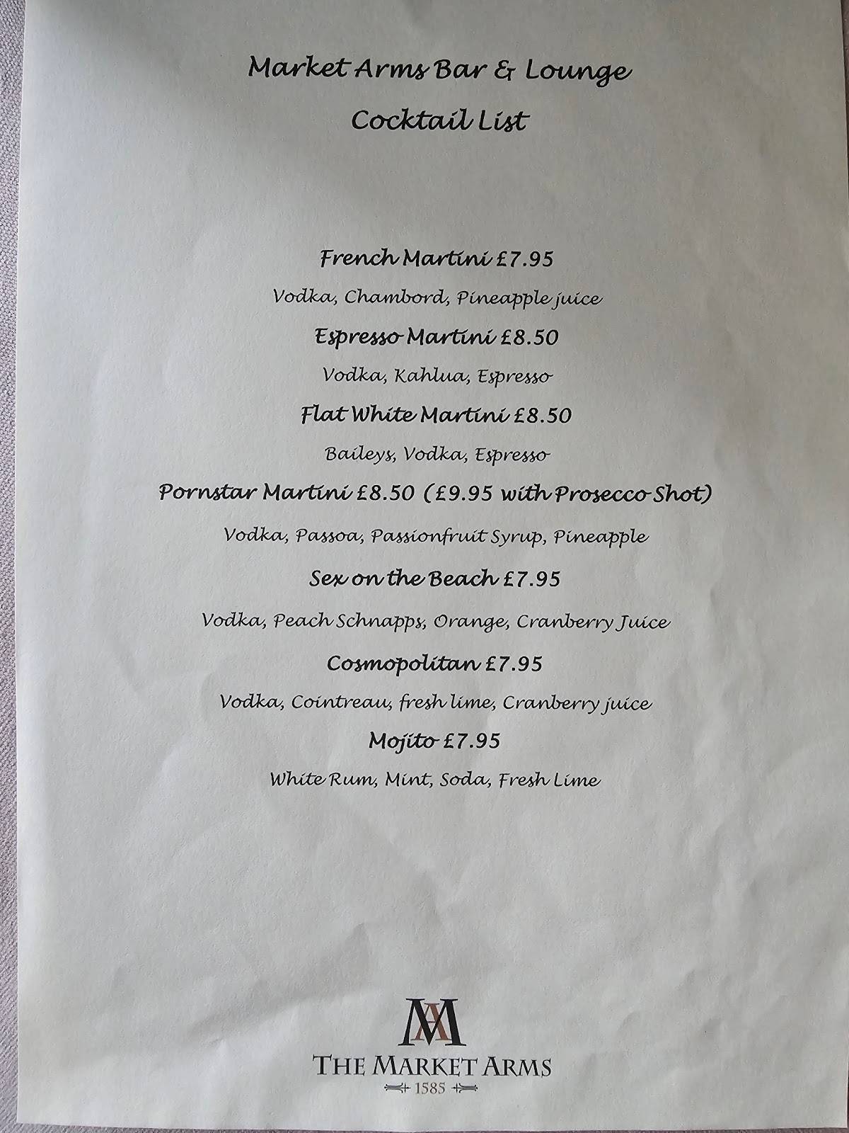 Menu at Market Arms pub & bar, Banff