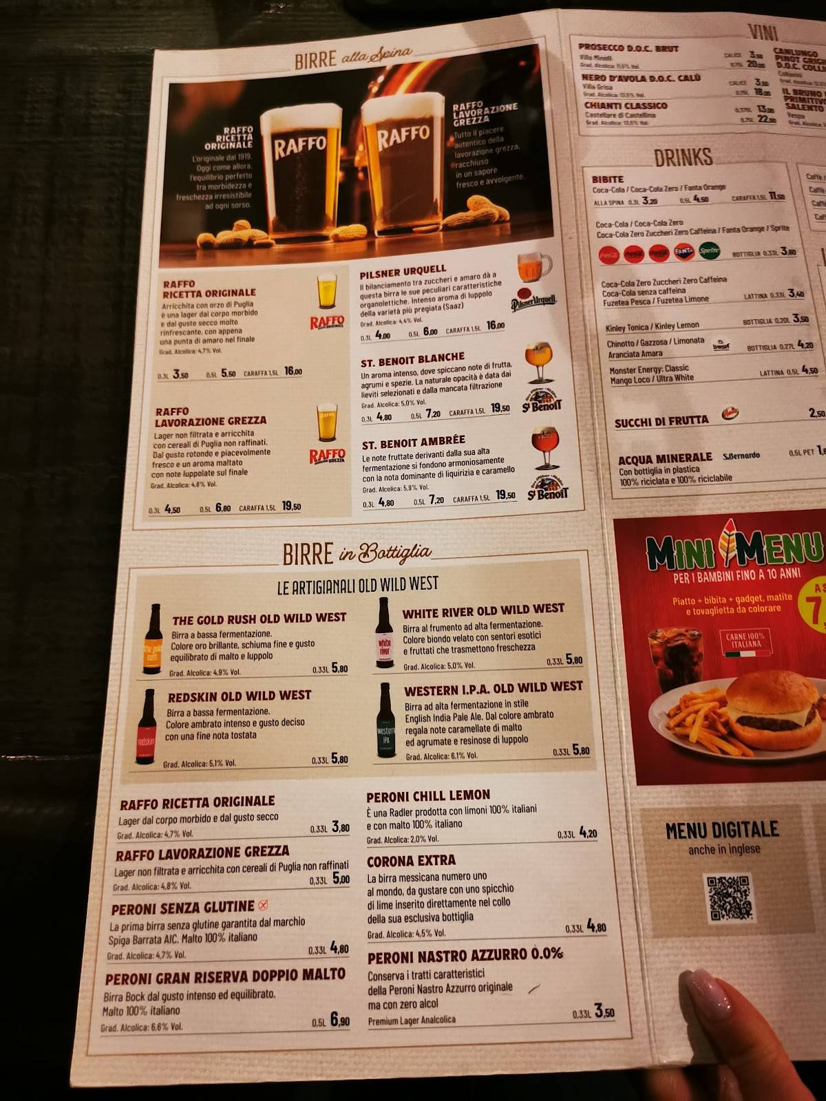 Menu di Old Wild West - Bassano Del Grappa 