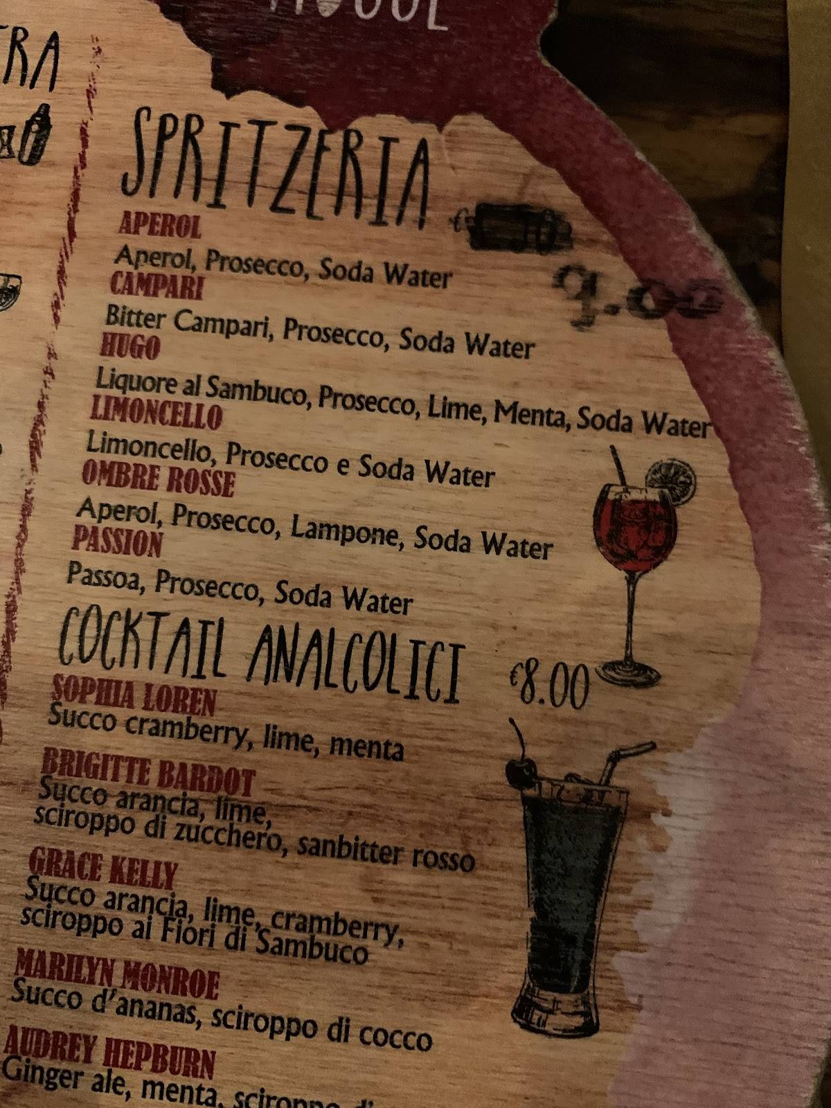 Menu di Ombre Rosse 