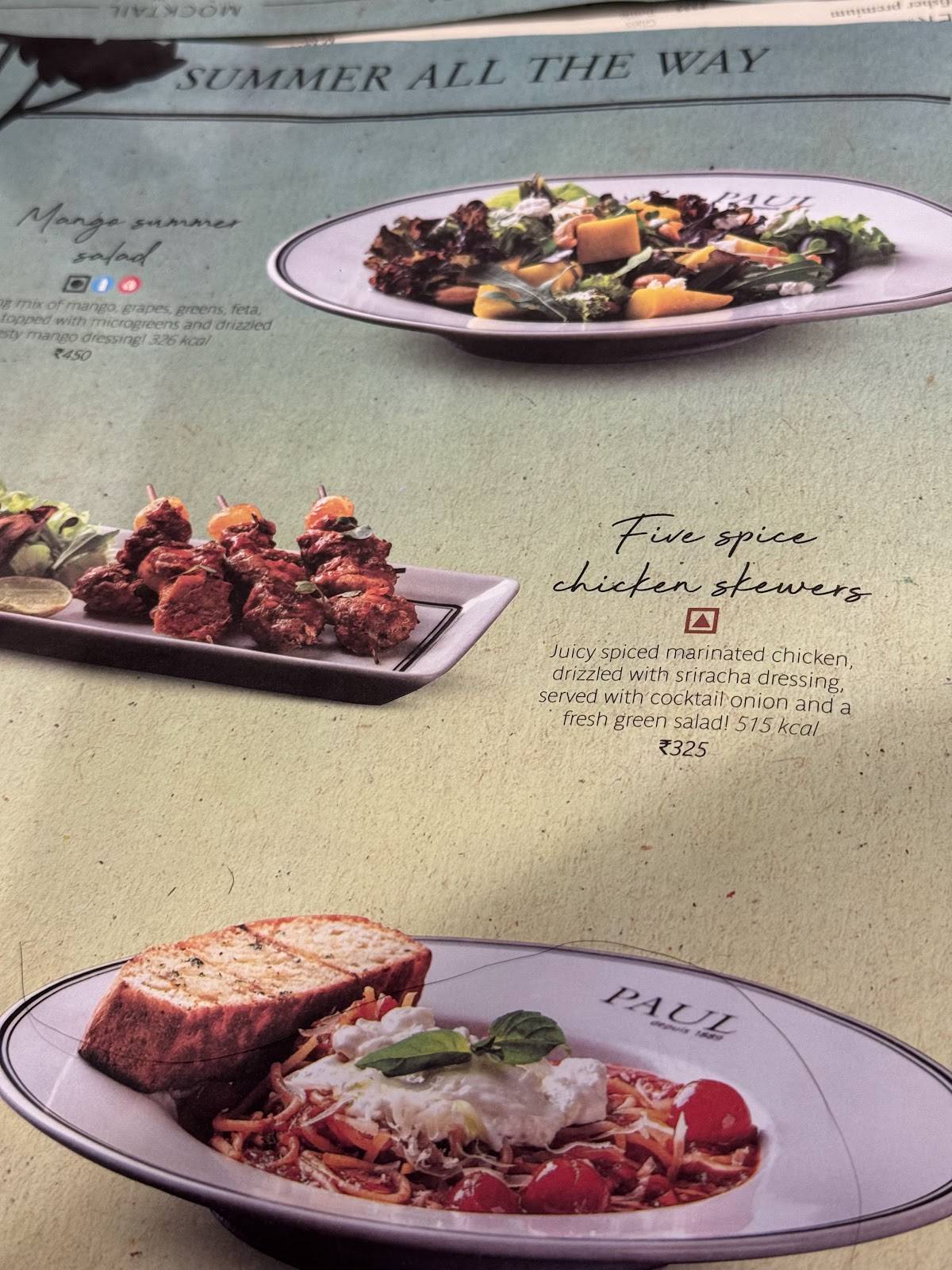 PAUL menu