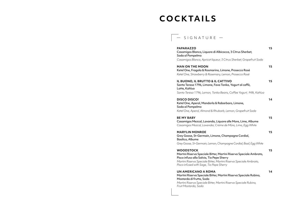 Menu di Paparazzo Bar & Rooftop 