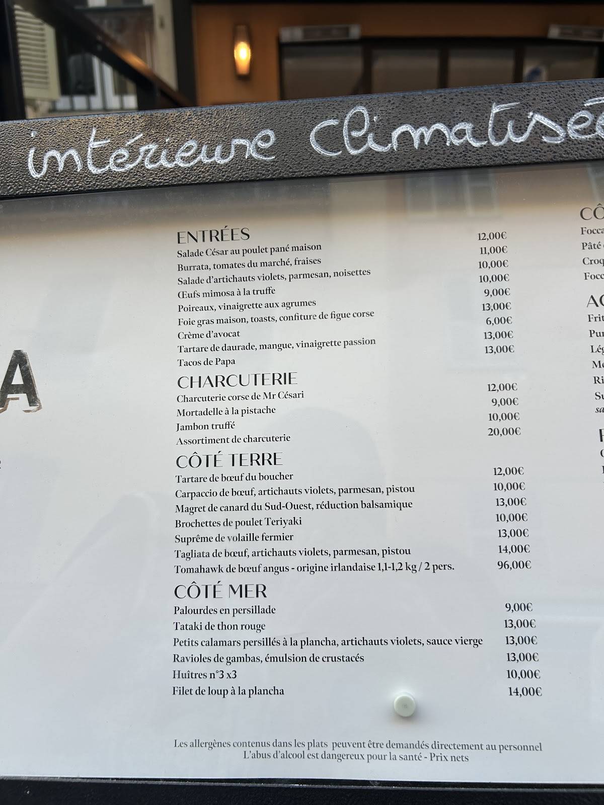 Menu de Restaurant PAPA chez papa