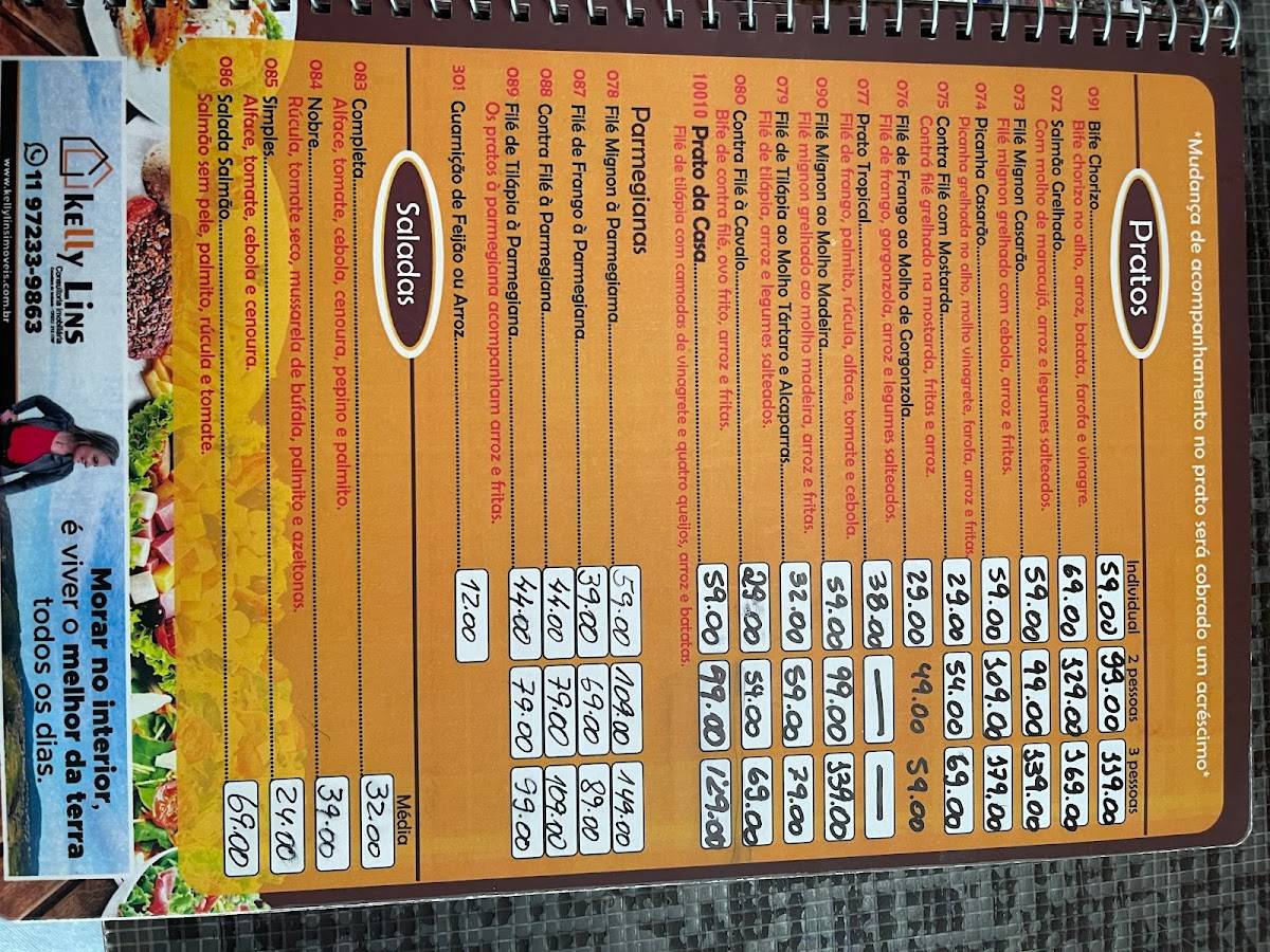 Restaurante e Chopperia ”O Casarão” cardápio