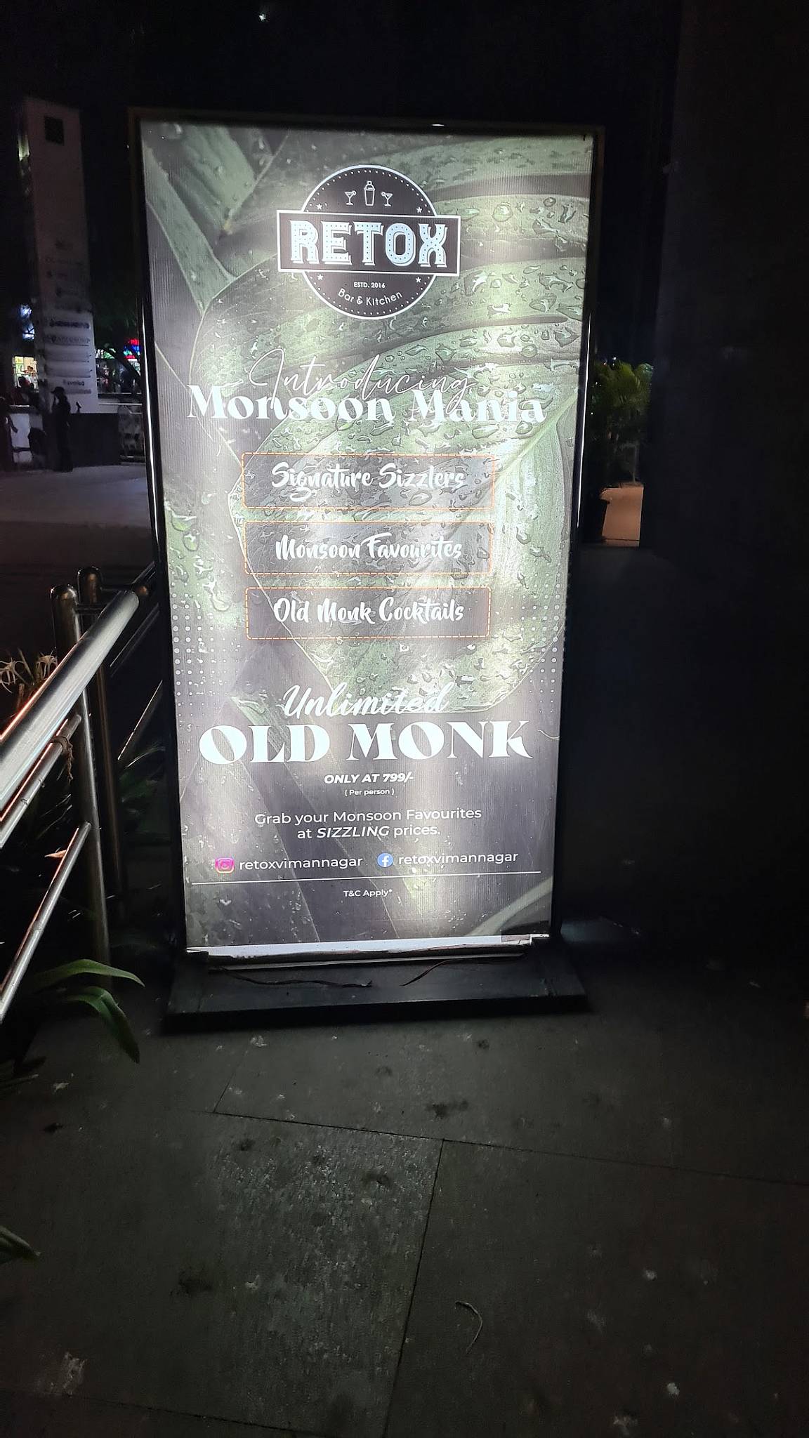 Retox Bar & Kitchen menu