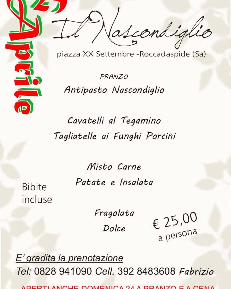 Menu di Ristorante Il Nascondiglio De Rosa Fabrizio 