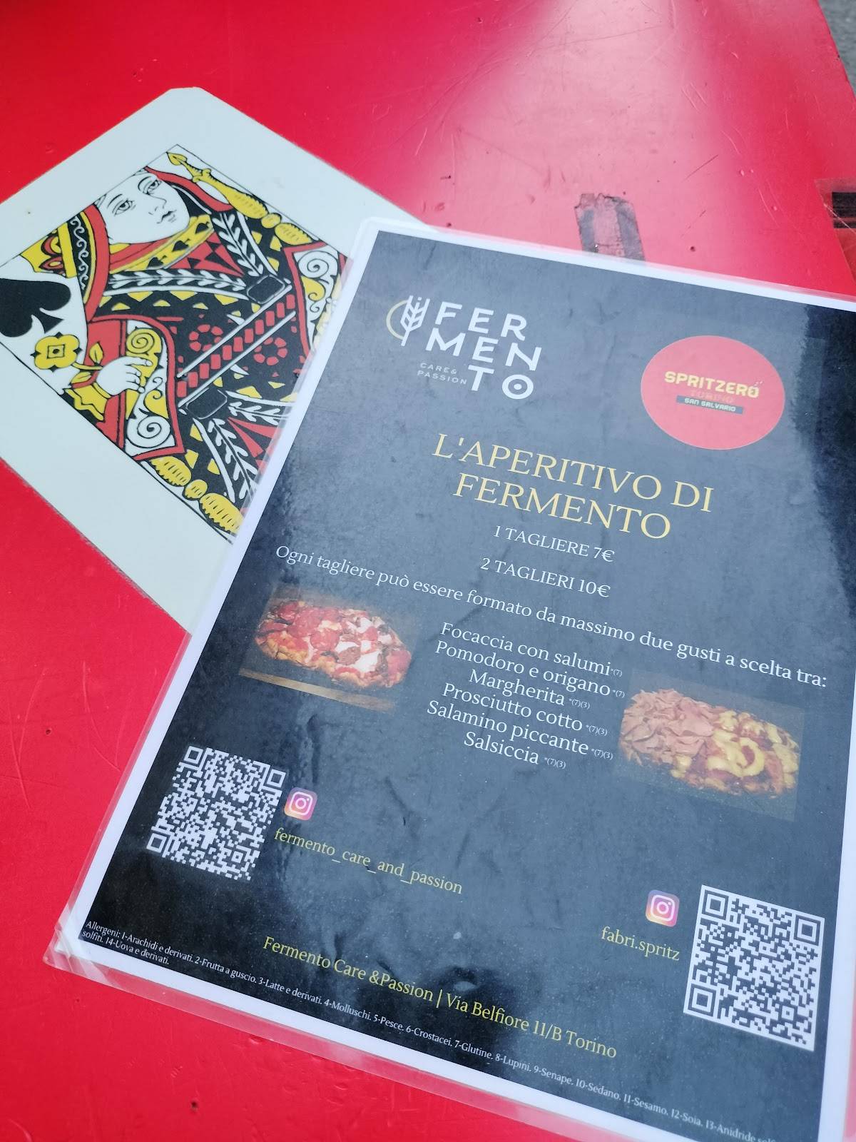 Menu di Spritzerò - Torino 