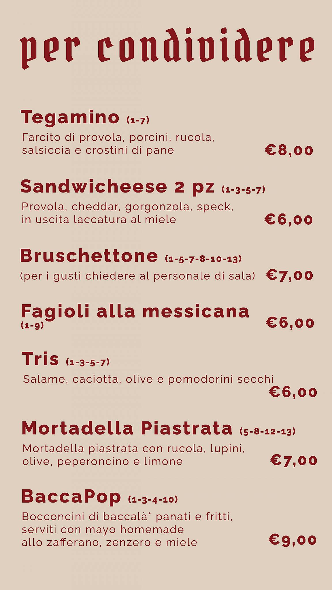 Menu di St. Andrew's vintage beer house 