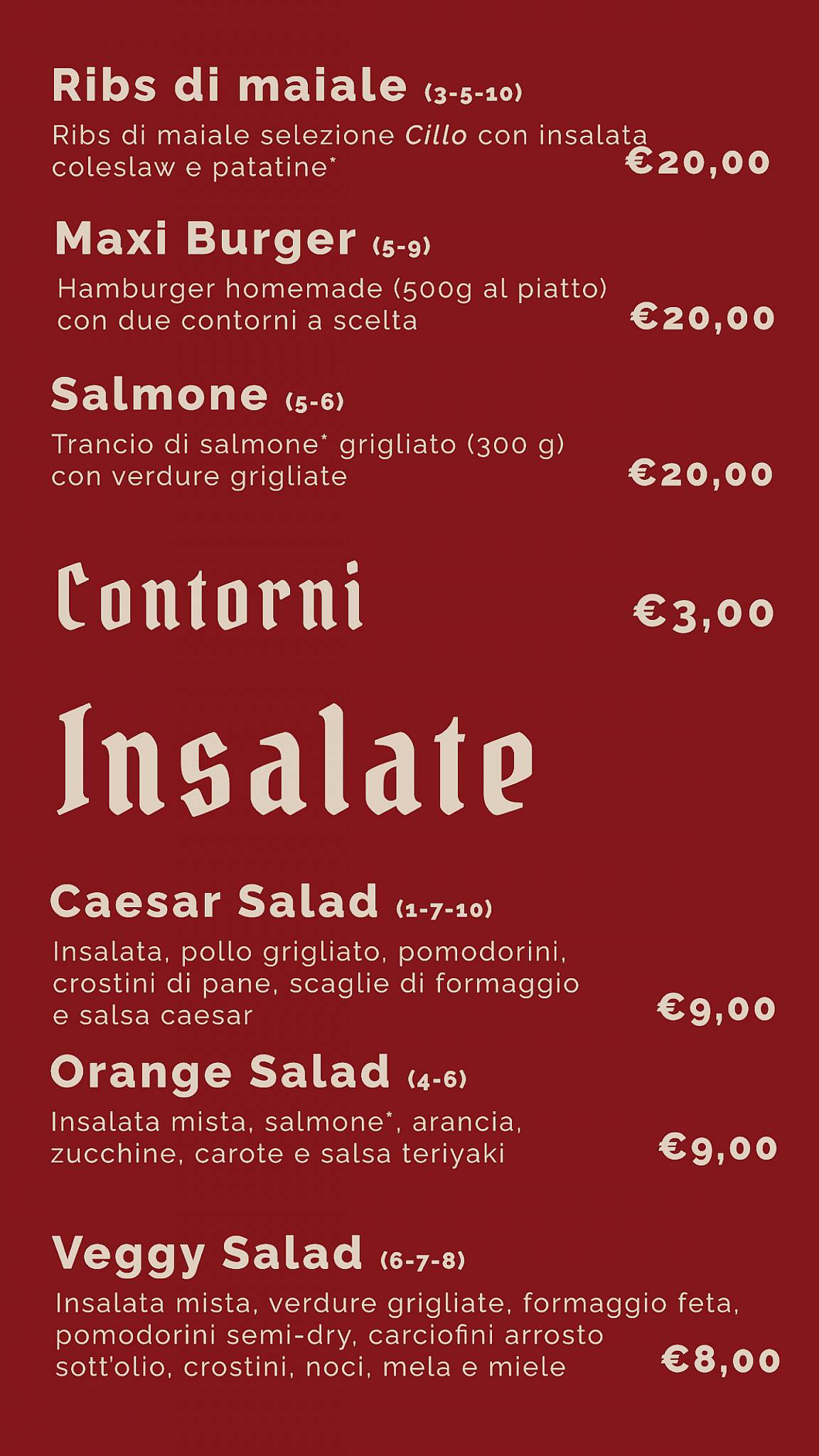 Menu di St. Andrew's vintage beer house 
