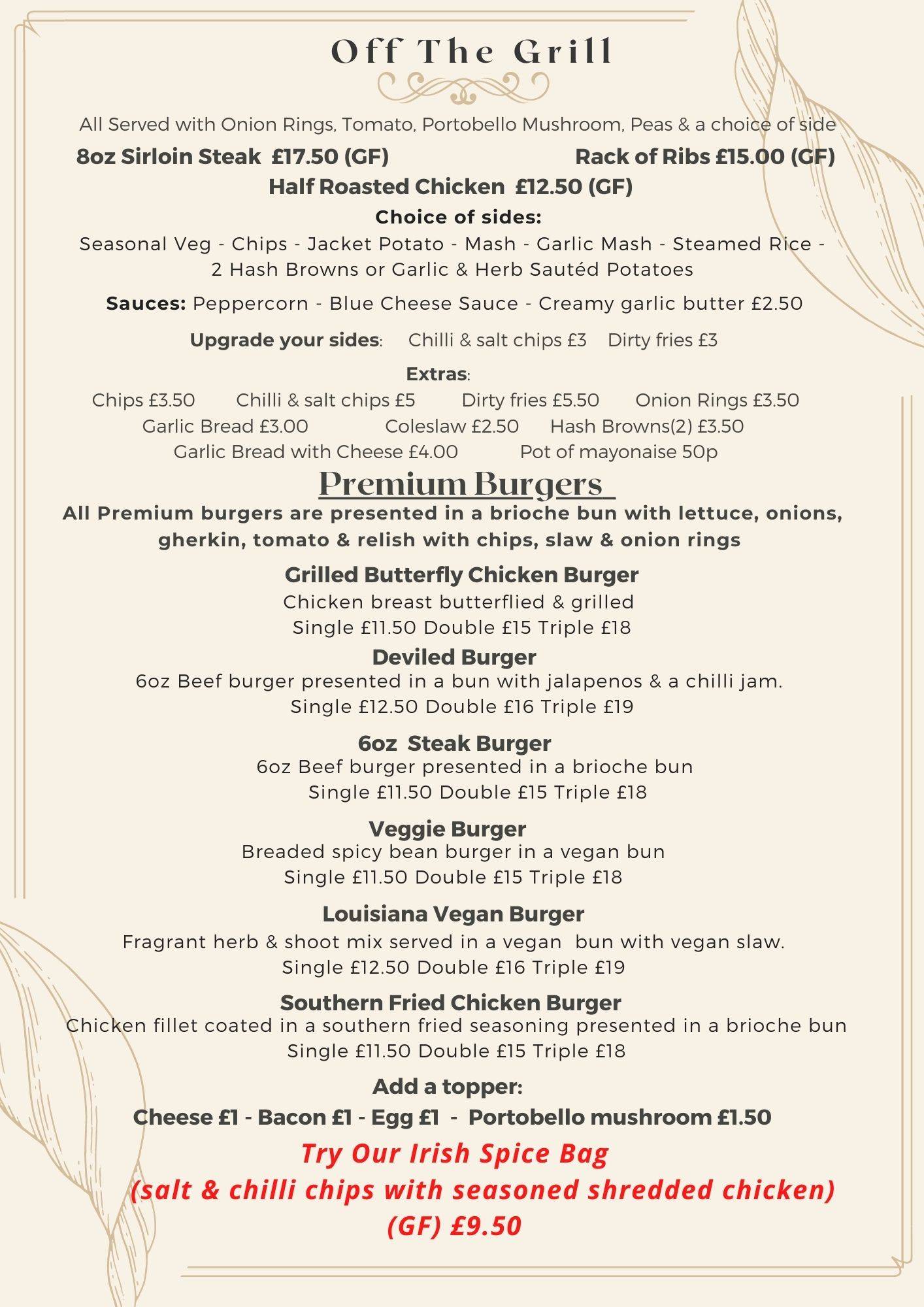 Menu at Anchor Inn pub & bar, South Benfleet