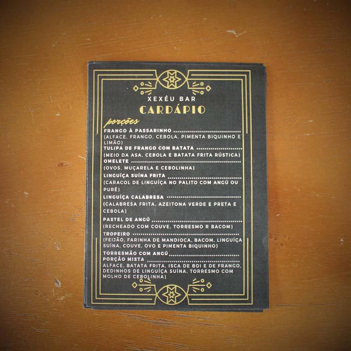 Xexéu Bar cardápio