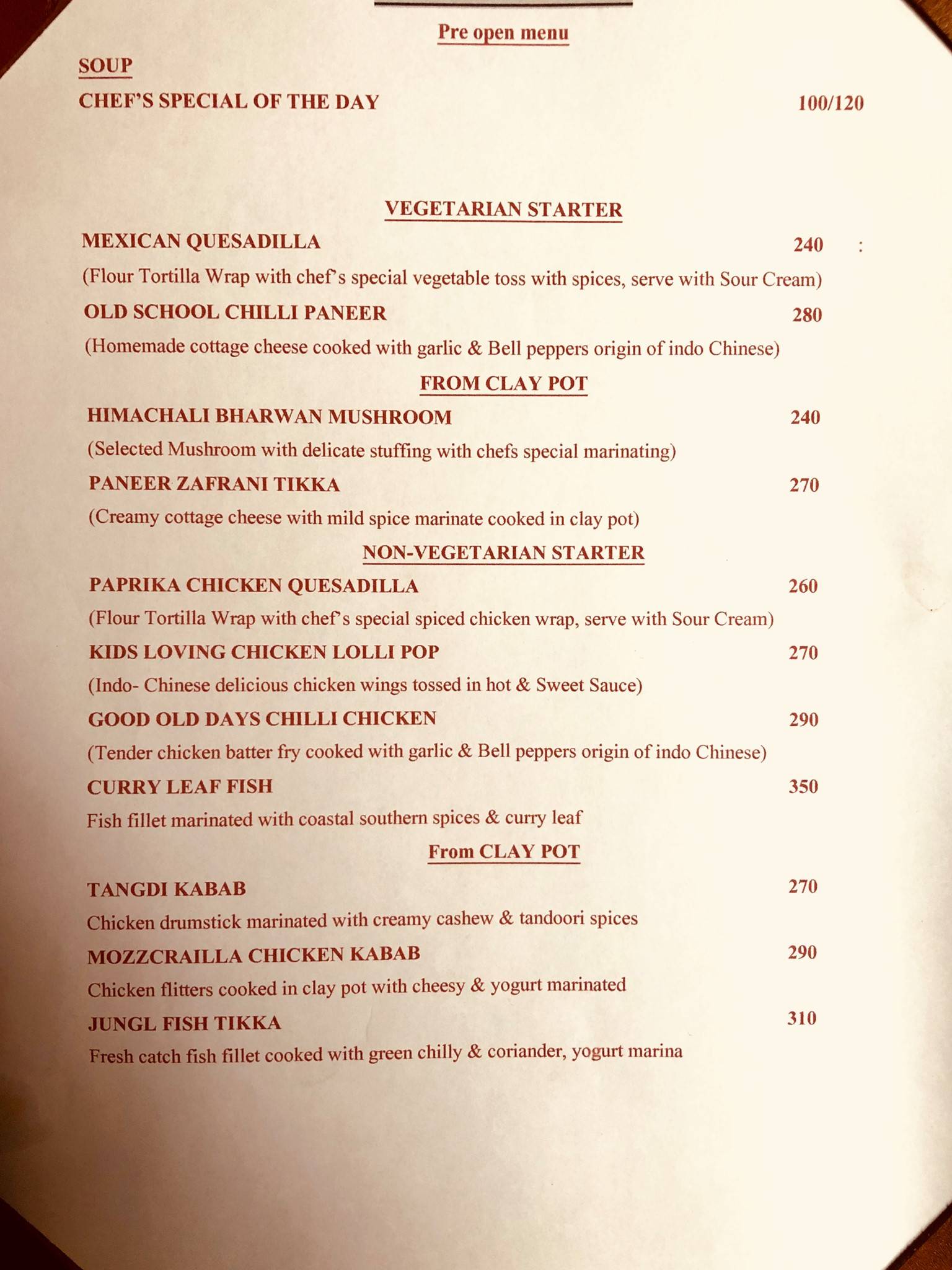 Spice Route Resto Pub menu