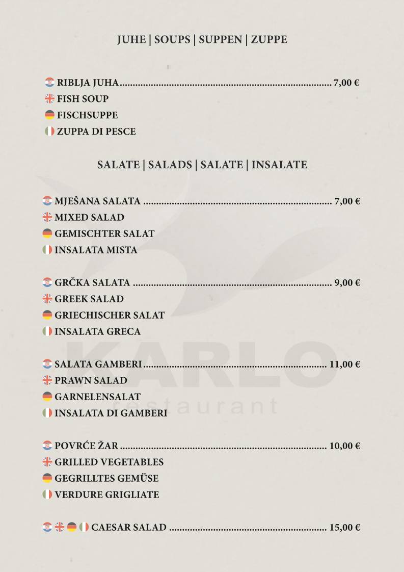 Menu di Karlo Restaurant 
