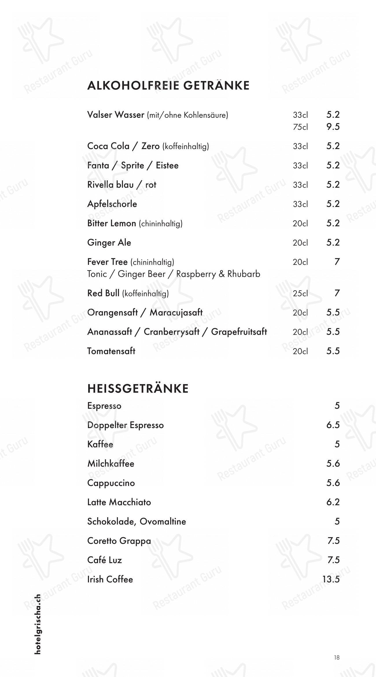 Pulsa Fonduestube in Davos - Menu