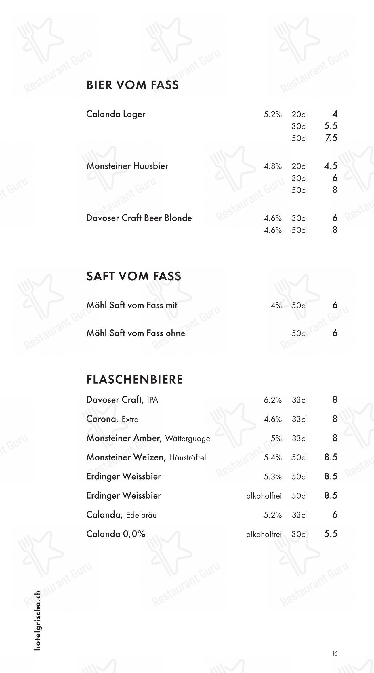 Pulsa Fonduestube in Davos - Menu