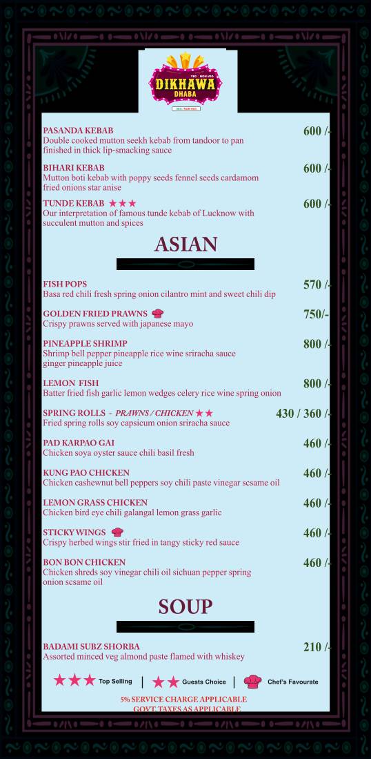 Dikhawa Dhaba Veg and Non Veg menu