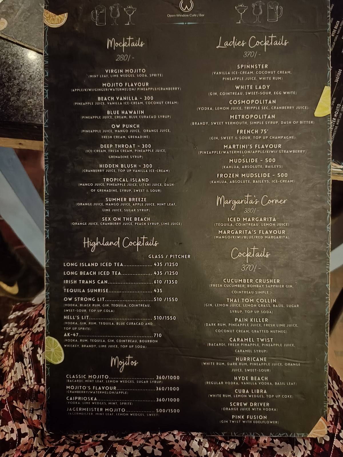 Open Window Cafe Bistro menu