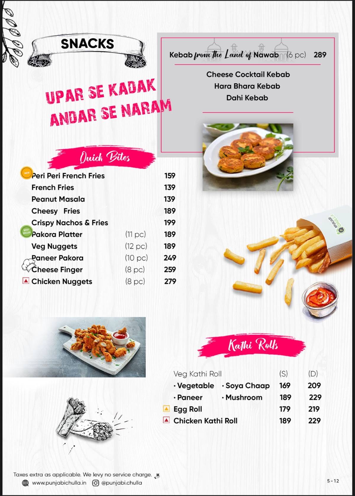 Punjabi Chulla menu