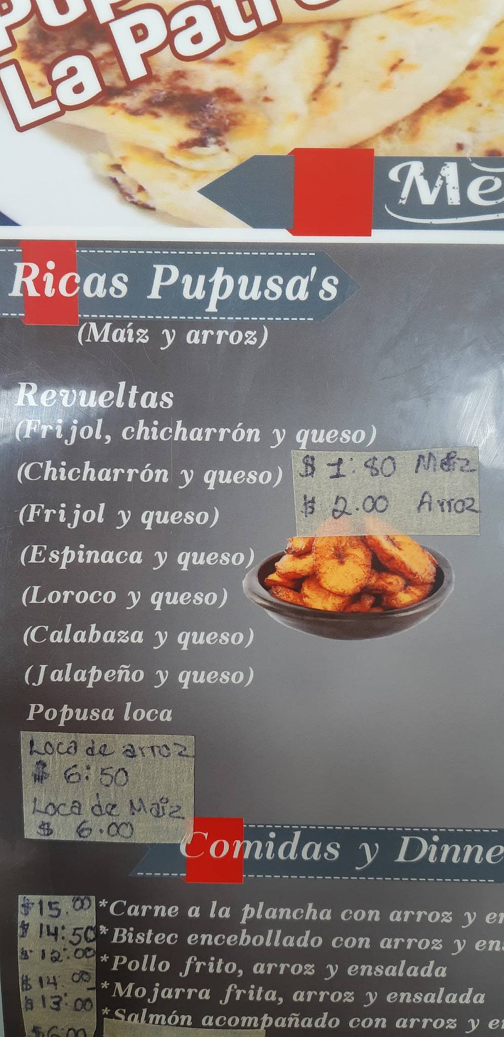 Menu at Pupuseria La Patrona restaurant, Fort Smith, N 11th St