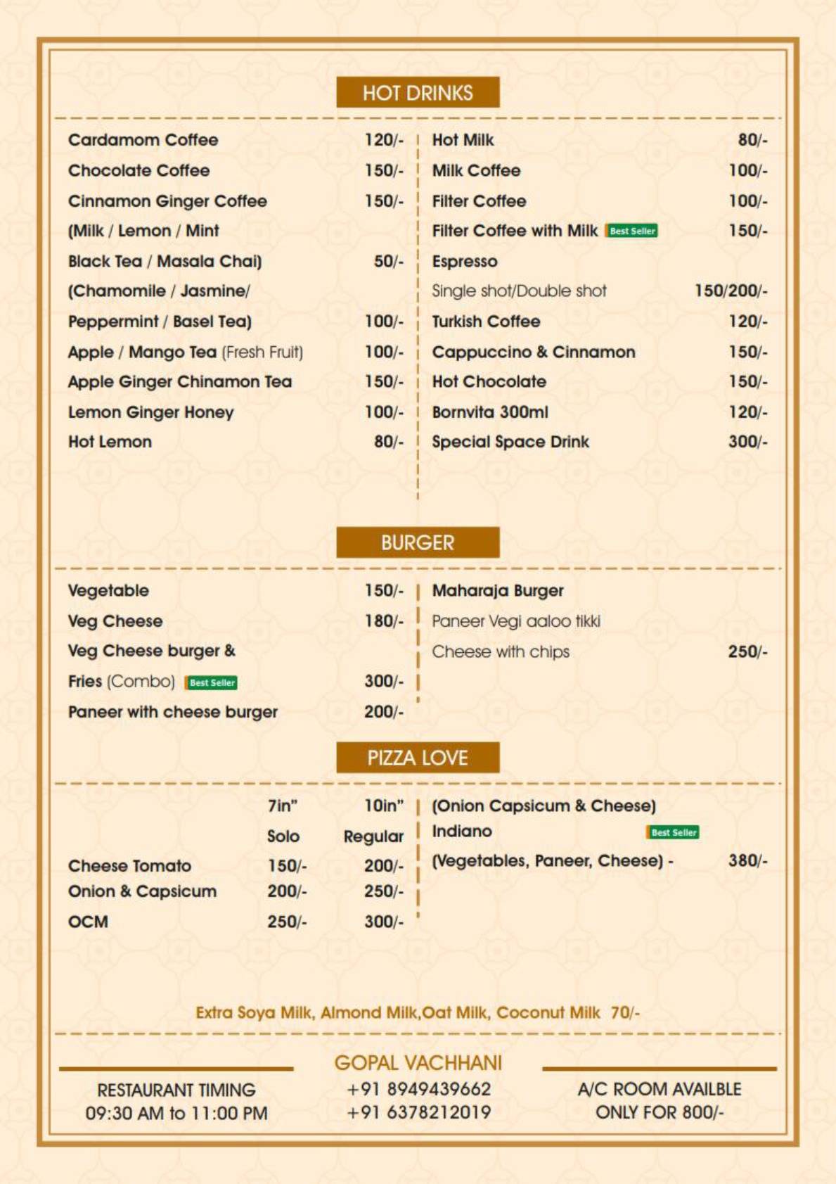 Rainbow Restaurant menu