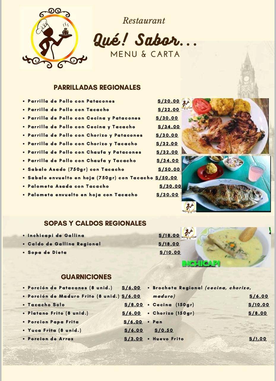 Menu at Que Sabor Menú y Carta restaurant, San Miguel