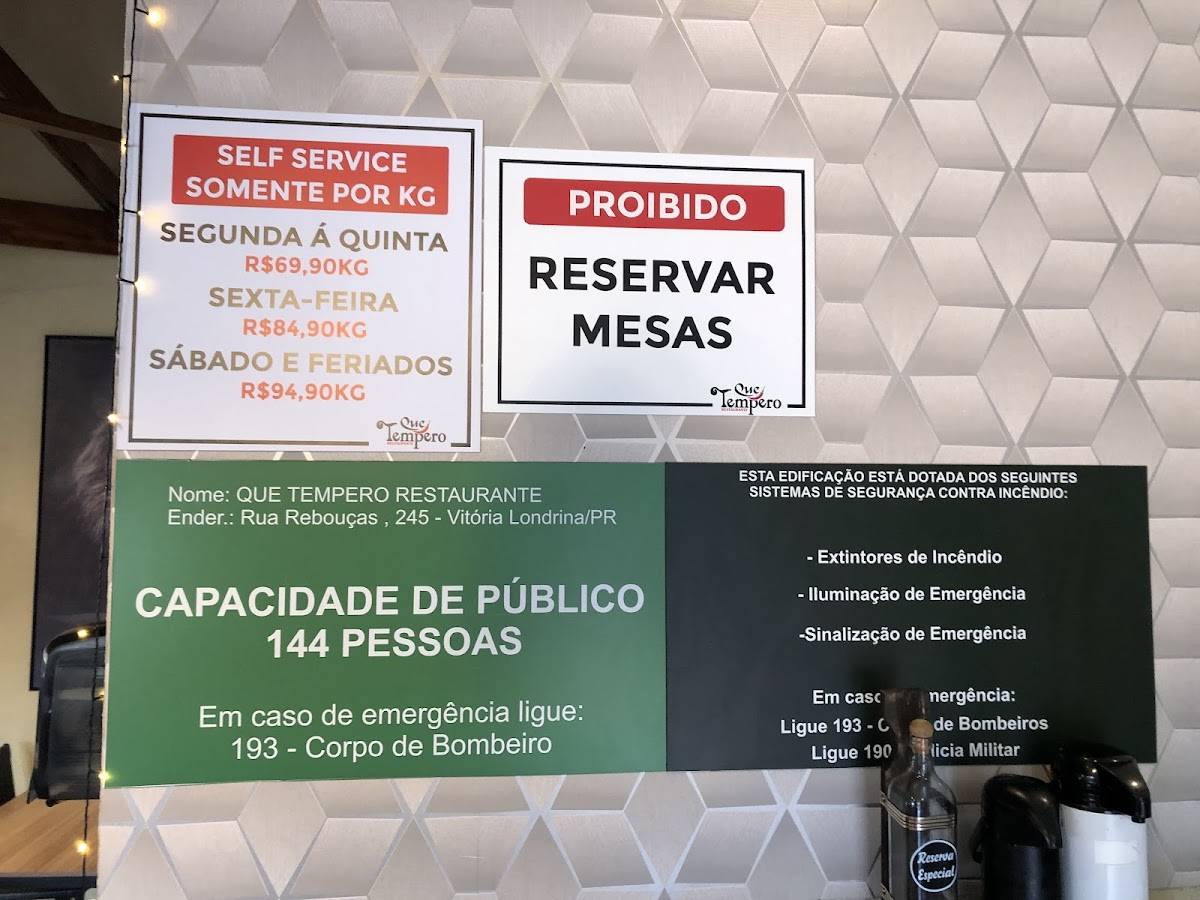 Quê Tempero Restaurante cardápio