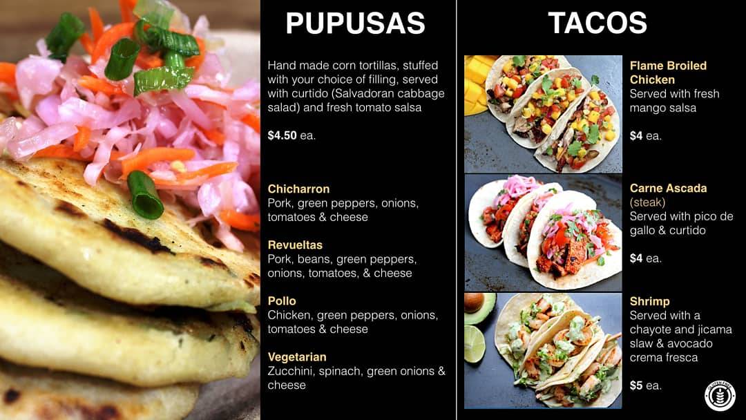 Menu de Que Chivo Salvadoran Street Food