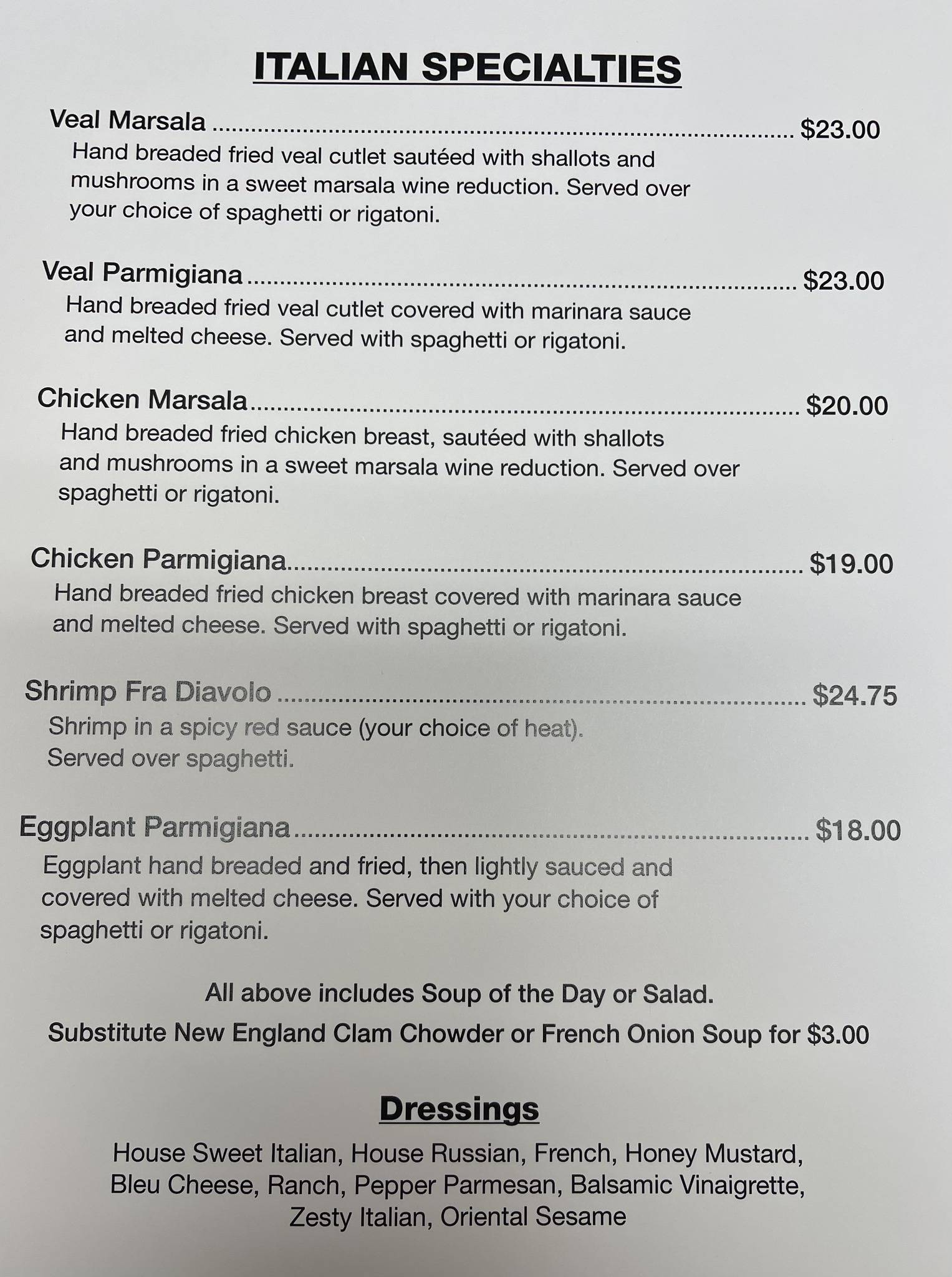 Menu at Harvest pizzeria, Queensbury