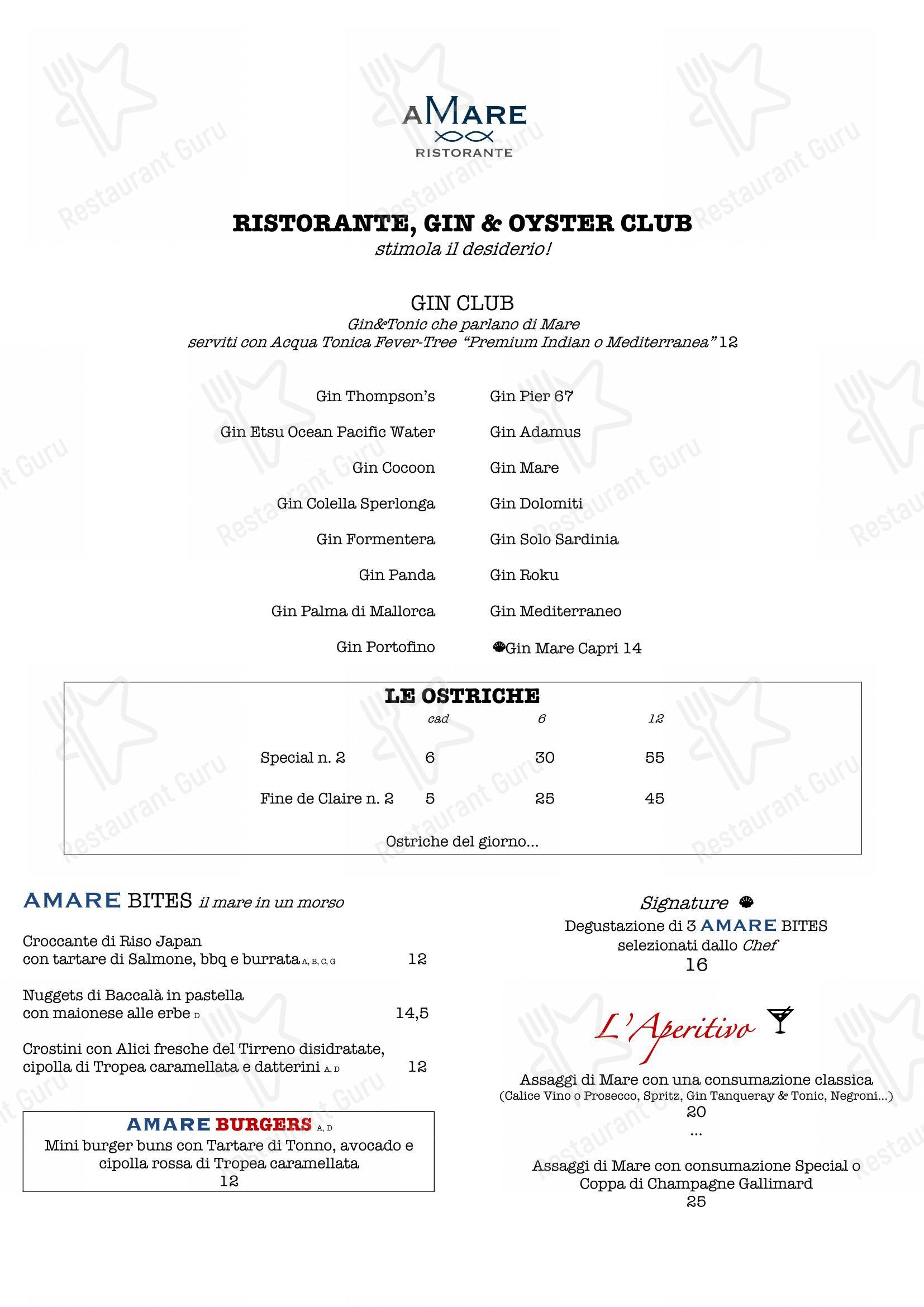 RISTORANTE AMARE in Roma - Menu bar