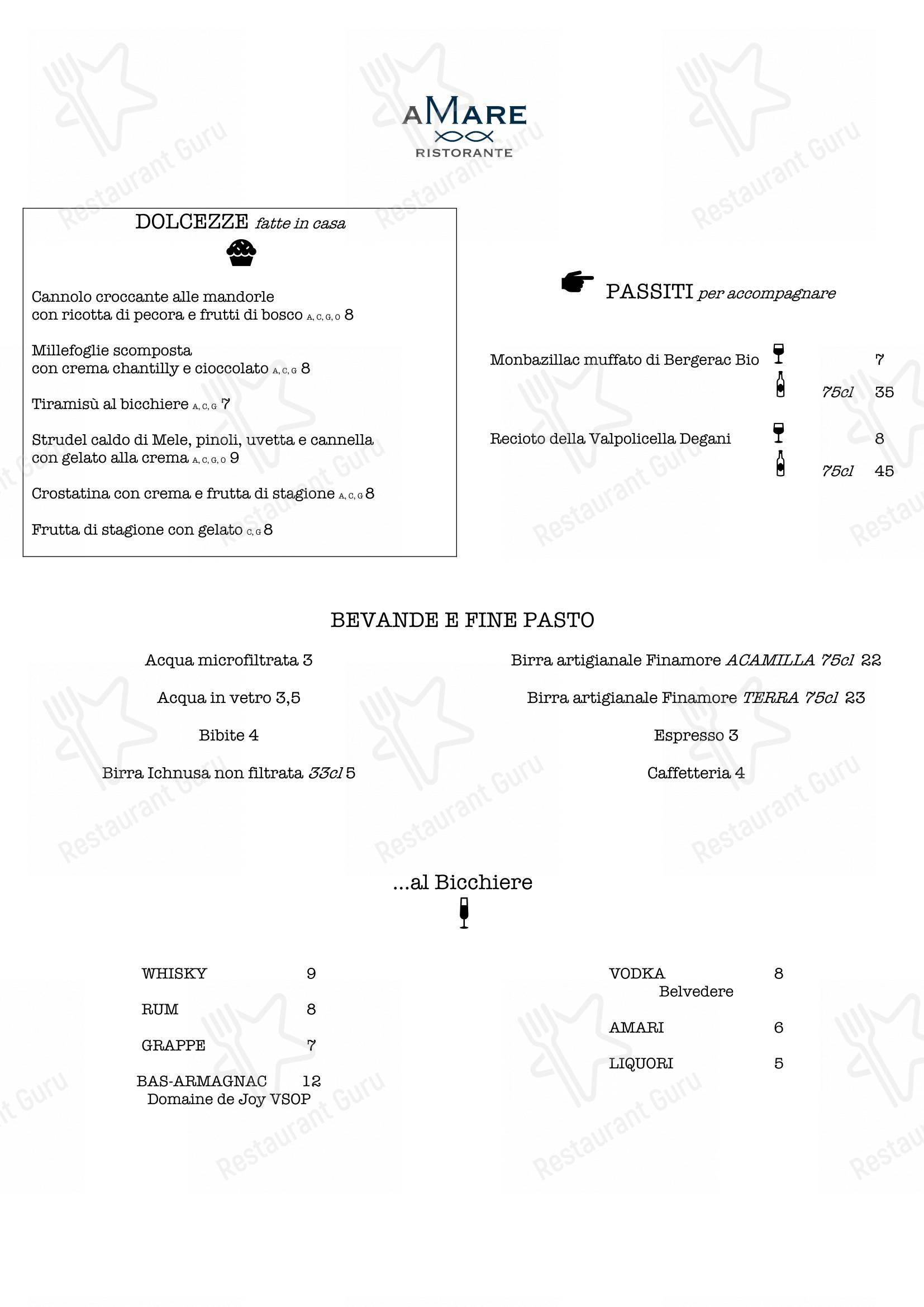 Menu bar per RISTORANTE AMARE in Roma