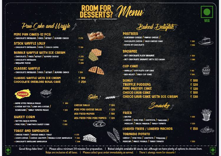 ROOM FOR DESSERTS? menu