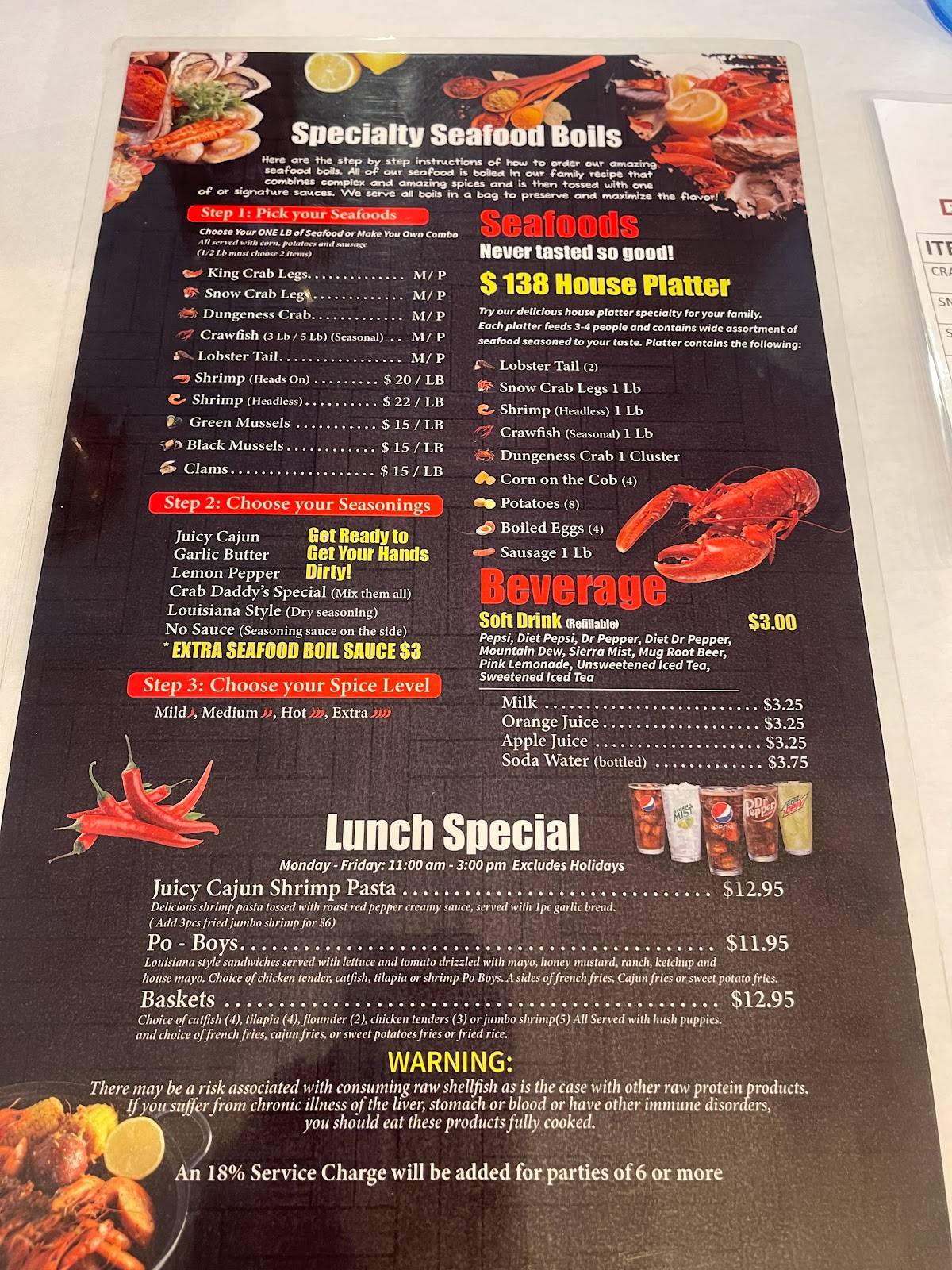 Menu at RUSTY CRAB DADDY restaurant, St.