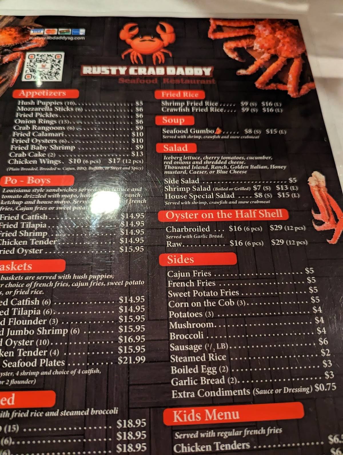 Menu at RUSTY CRAB DADDY restaurant, St.