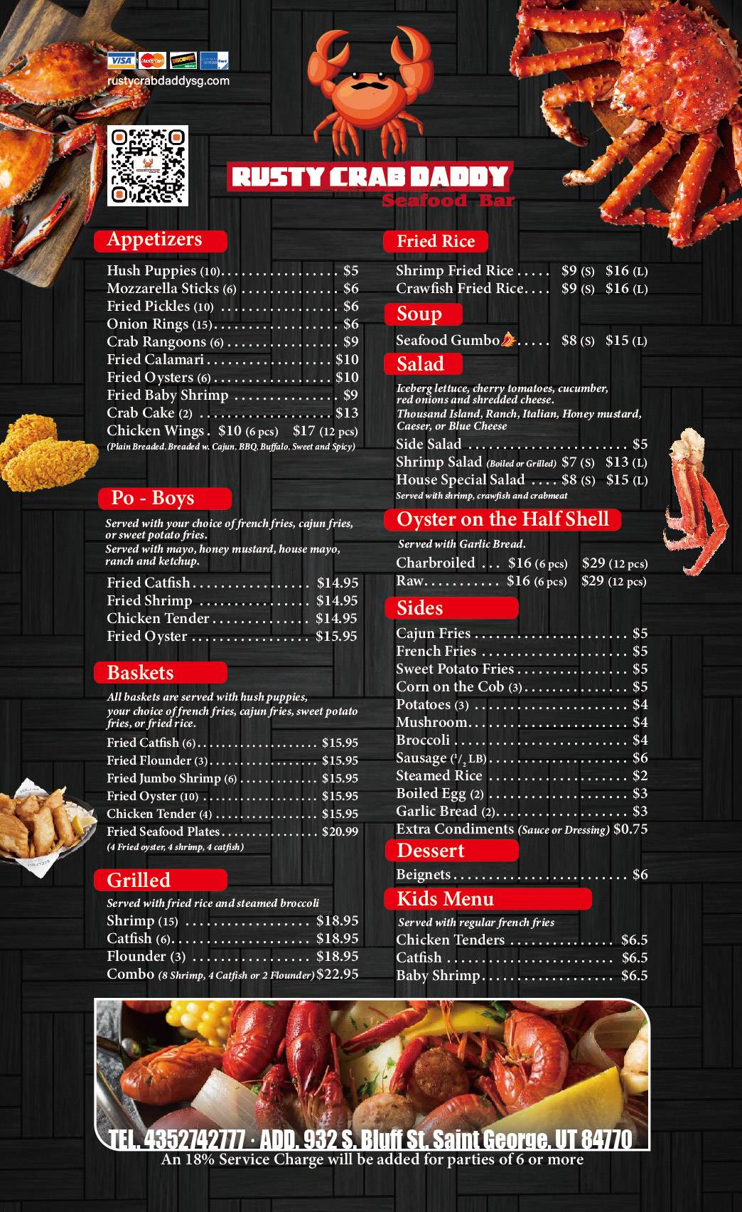 Menu at RUSTY CRAB DADDY restaurant, St.
