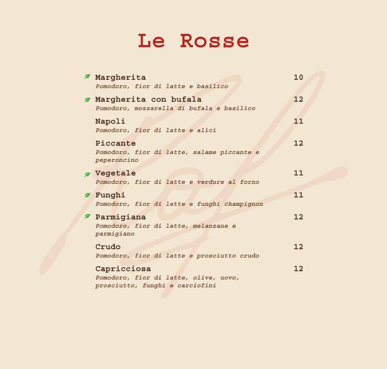 Menu di Ristorante Raf 