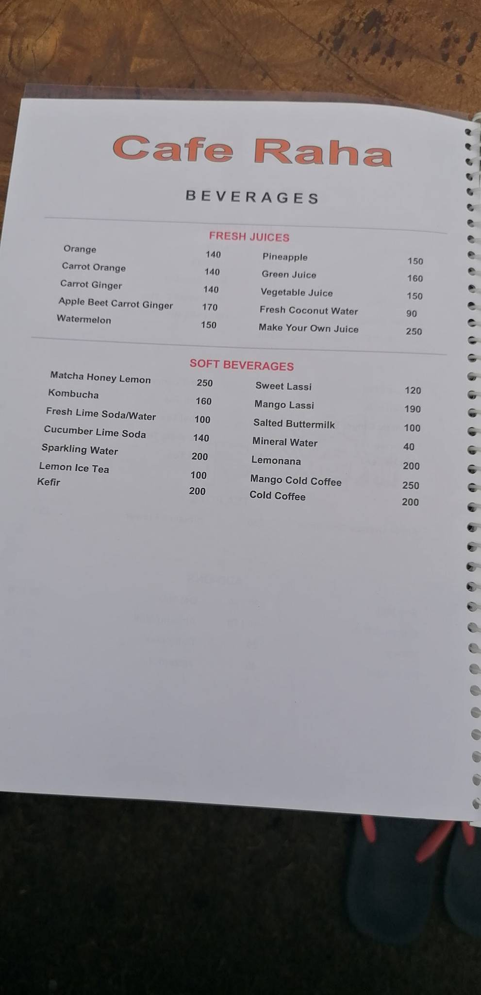 Raha Cafe menu
