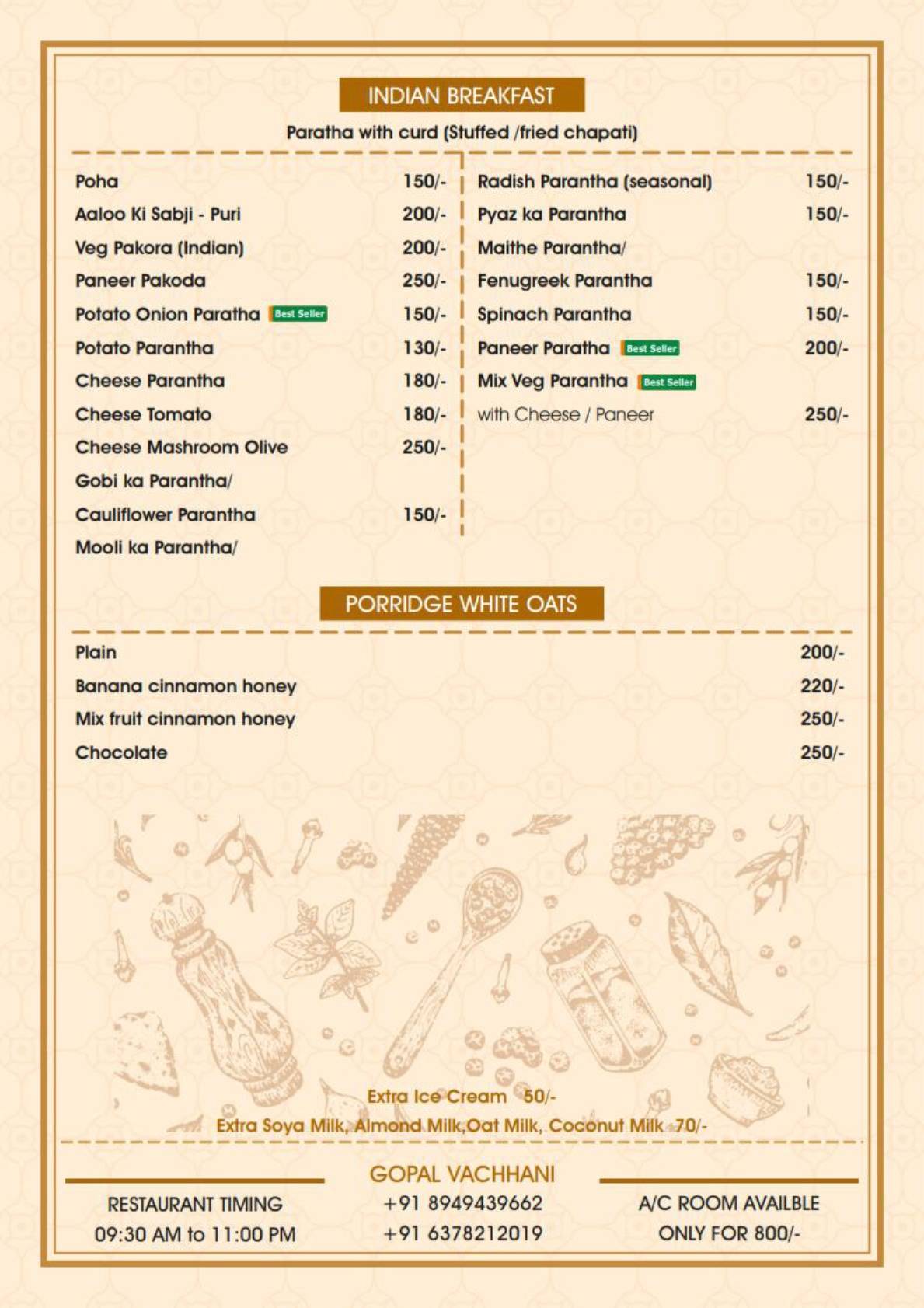 Rainbow Restaurant menu