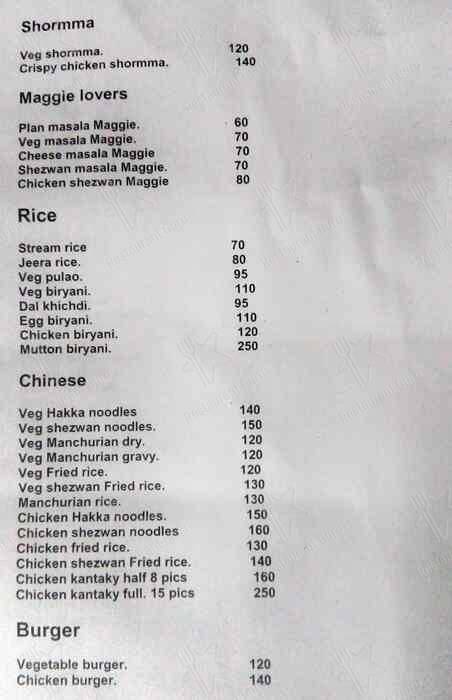 Raj Fusion Kitchen menu