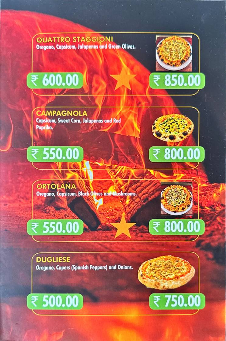 Gustos Pizzeria menu