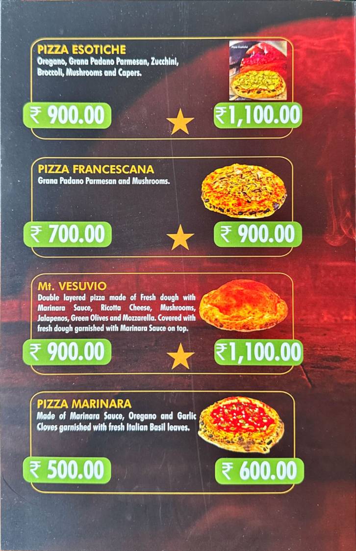 Gustos Pizzeria menu