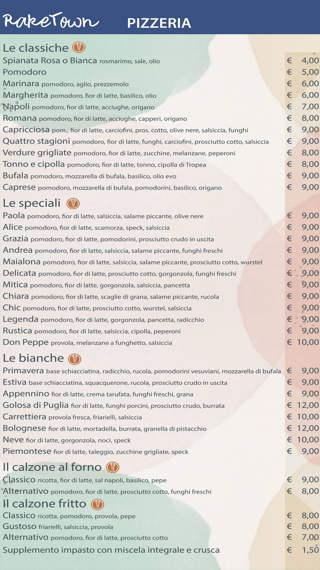 Menu di Raketown Pizza e Cucina 