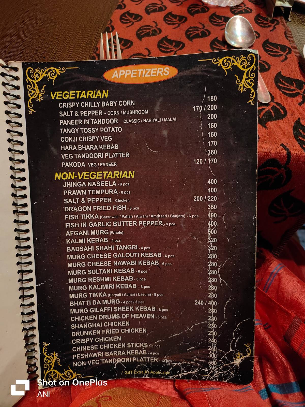 Saffron menu