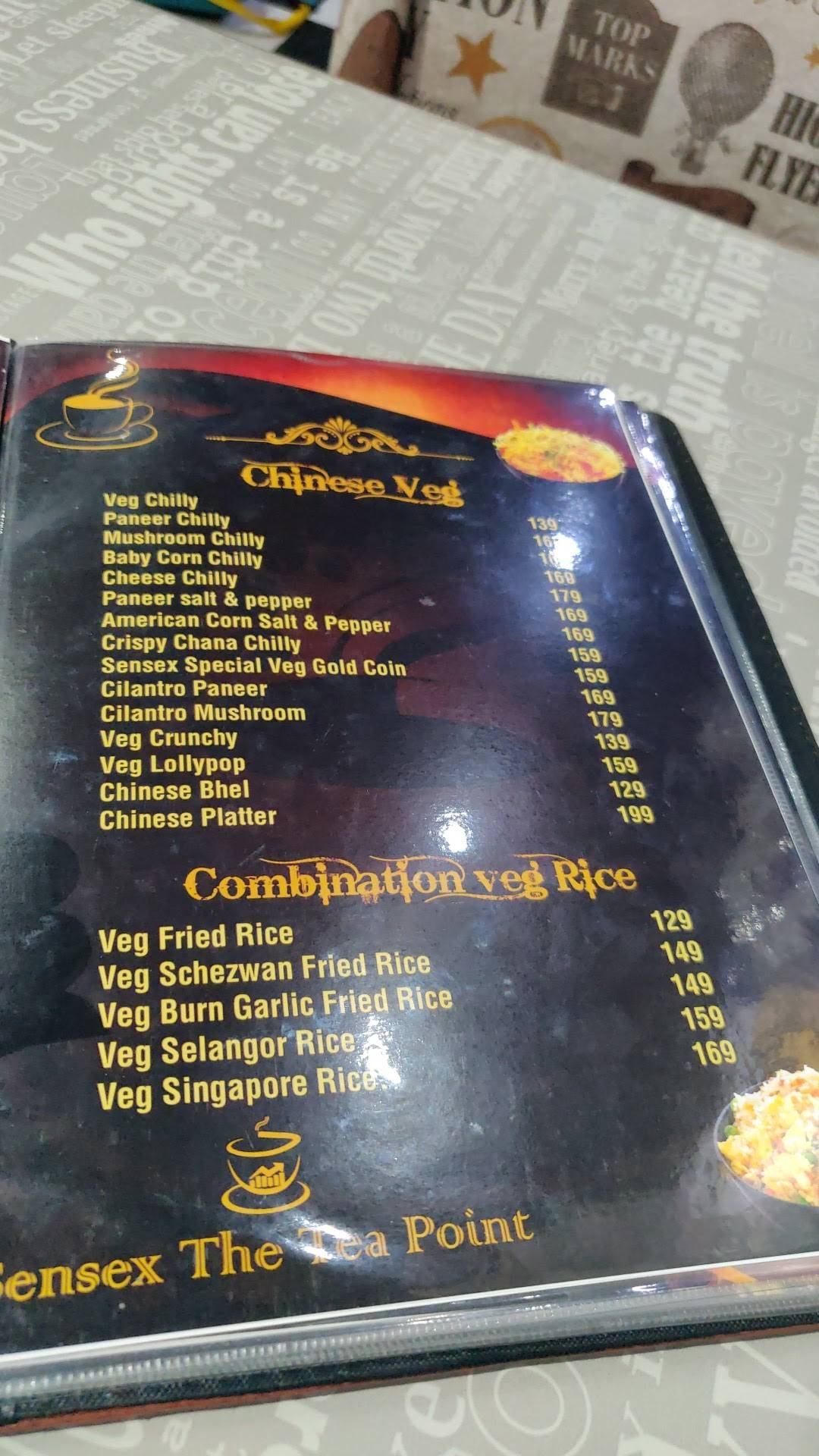Sensex The Tea Point menu